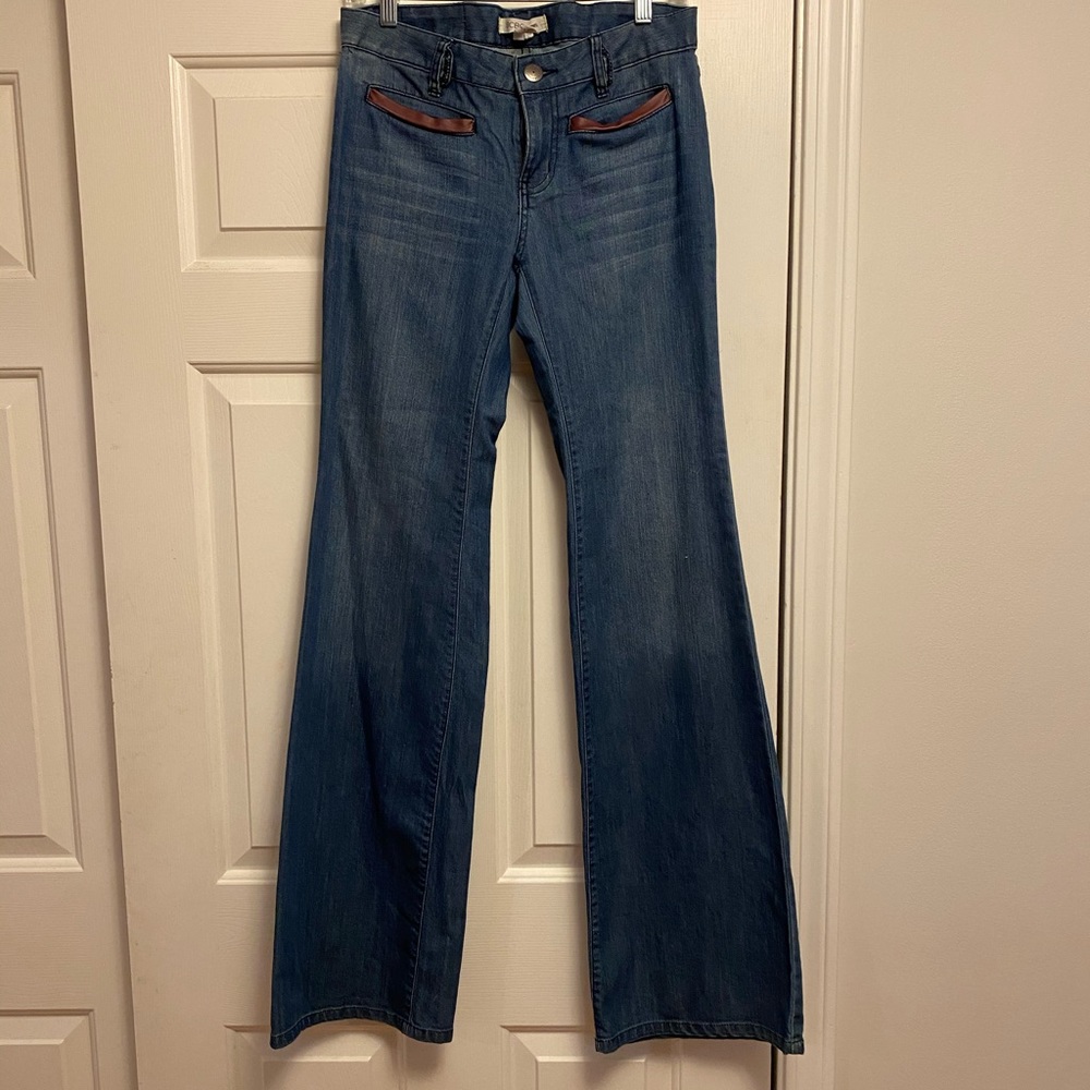 BCBG flared jeans with leather pocket detail